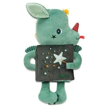 Výuková hračka Lilliputiens Textilní knížka se svítícím obrázkem - dráček Joe