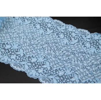 Elastická krajka, vsadka - světle modrá - šířka 17 cm