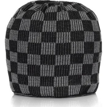 Čepice Dámská čepice se šachovnicovým vzorem MAGNUS - šedo černá, VELIKOST UNI