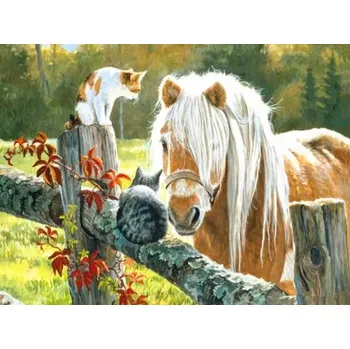 Diamantové malování Sada na diamantové malování - Kůň s kočičkami