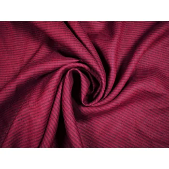 Snový svět VZOREK - Lněná látka bordó-černý proužek - 190g/m2