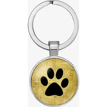 Přívěšek na klíče kovový Psí tlapka