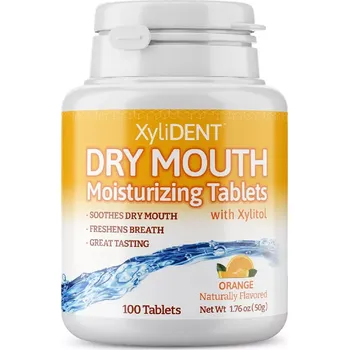 Přírodní produkt XyliDENT pastilky na sucho v ústech xylitol pomerančová příchuť