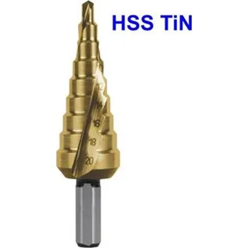 Vrták Ruko 101051T - Vrták do kovu pr. 4-20mm stupňovitý, stopka 8mm č.1, HSS TiN CBN