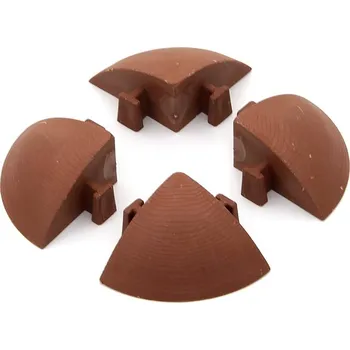 Hnědý plastový rohový nájezd pro terasovou dlažbu Linea Easy - 5,4 x 5,4 cm výška 2,5 cm - 4 ks (80070012) FLOMAT