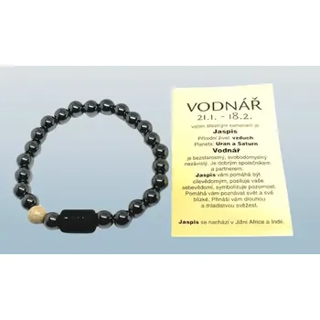 Náramek Hematitový náramek znamení zvěrokruhu Vodnář s kartičkou