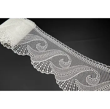 Krajka Luxusní krajka vyšívaná na tylu - smetanová - šíře 10,5 cm