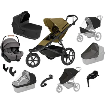 Kočárek Luxusní set Thule Urban Glide 3 Nutria Green + korba black + pláštěnka + moskytiéra + madlo + pláštěnka + moskytiéra + PIPA™ next granite Autorizovaný prodejce