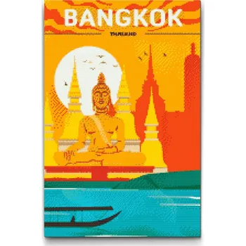 Diamantové malování Diamantové malování - Bangkok, Thajsko Velikost: 40x60cm, Rámování: Pouze srolované plátno, Diamanty: Čtvercové