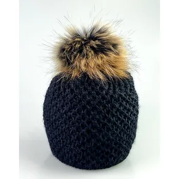 Čepice Dámská čepice zdobená bambulí IDA černá, VELIKOST UNI