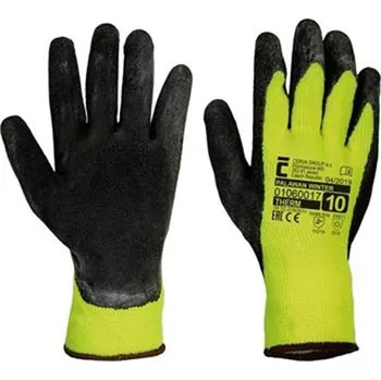Pracovní rukavice Rukavice pracovní PALAWAN WINTER (vel. 10) HV, žlutá, pletené, zimní nylonové s latexem