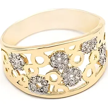 Prsten Zlatý prsten zdobený kolečky a zirkony 3,30g