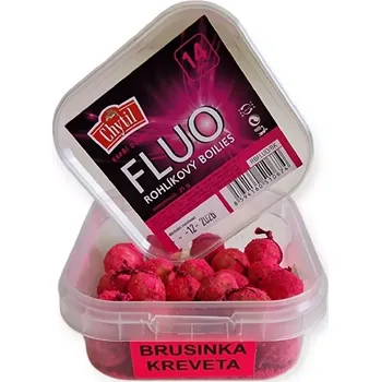 Boilies Rohlíkový boilies "Fluo" 35g Brusinka/Kreveta (Rohlíkové boilies se zvýšenou viditelností)