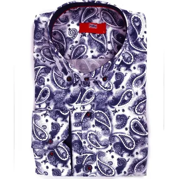 Pánská košile Pánská košile 3313/V12 bílá s modrým vzorem, VELIKOST S