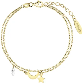 Náramek Pozlacený stříbrný náramek se zirkonem - měsíc, hvězda - AP539-4318