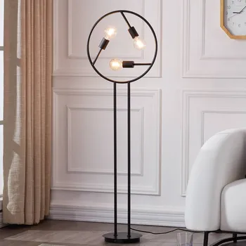 Lampička Stojací lampa Lucande Linnard ze železa, 3 světla - Základna - Ø 22 cm, výška 2,5 cm; délka připojovacího kabelu 237 cm černá 3 x 15 W LED - Doprava zdarma