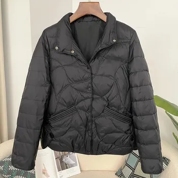 Dámská softshellová bunda Podzimní péřová bunda s prošíváním Barva: Černá, Velikost: M