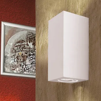 Lampička Orion Nástěnné světlo Cube, bílé, výška 15,5 cm, keramika, nahoru/dolů bílá glazura 2 x 10 W LED - Doprava zdarma
