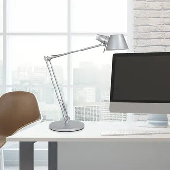 Lampička Stolní lampa MAULrock, stříbrná barva, nastavitelná E27 - Ø hlavy 13 cm, délka každé paže 41 cm, Ø chodidla 23 cm stříbro 1 x 8 W LED - Doprava zdarma