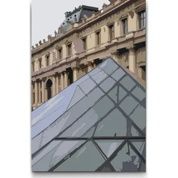 Malování podle čísel - Muzeum Louvre z blízka Velikost: 20x30cm, Rámování: Pouze srolované plátno