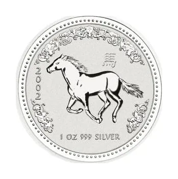 1/2 unce stříbrná mince Austrálie Lunar I kůň 2002