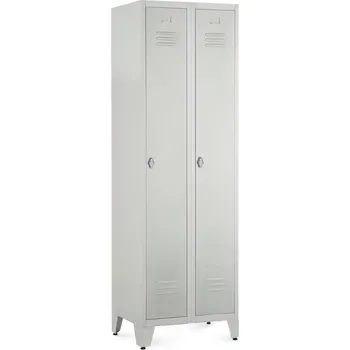 Šatní skříň Kovová šatní skříňka, 60 x 50 x 191,5 cm, nastavitelné nožky, otočný zámek, světle šedá - ral 7035