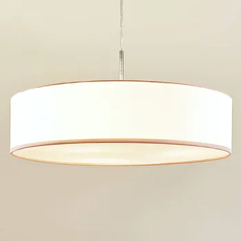 Závěsné svítidlo Lindby Sebatin, Ø 50 cm, bílé, tkanina, E27 bílá, matný nikl 3 x 11 W LED - Doprava zdarma