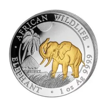 1 unce stříbrná mince Somálsko slon 2017 teilvergoldet