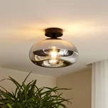Stropní svítidlo Lindby Zehra, Ø 28 cm, kouřově šedá, sklo - Stříška - Ø 10 cm, výška 2,5 cm černá, kouřově šedá 1 x 15 W LED - Doprava zdarma