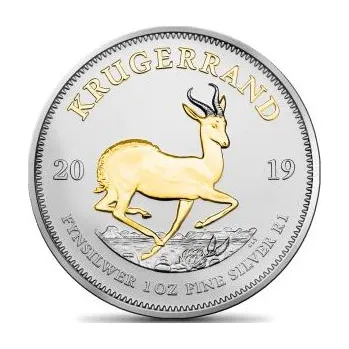 1 unce stříbrná mince Krugerrand 2019 teilvergoldet
