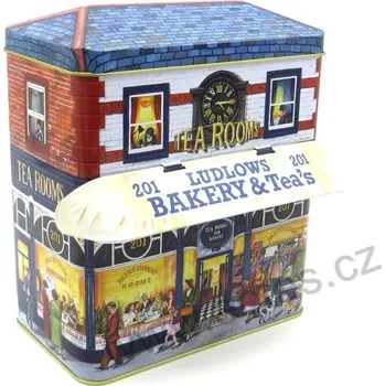 BAKERY & TEA'S plechová dóza domeček s markýzou Pekařství a čajovna