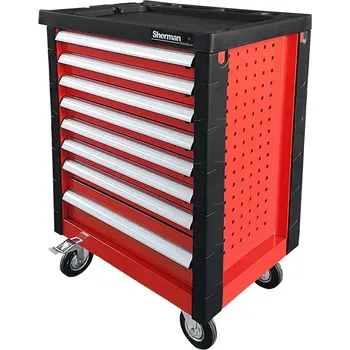 Dílenský zásuvkový vozík na nářadí 6/8 červený