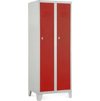 Šatní skříň Kovová šatní skříňka, 60 x 50 x 160 cm, pevné nohy, otočný zámek, červená - ral 3000