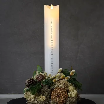 Lampička Sirius Svíčka LED Sara Calendar, bílá/stříbrná, výška 29 cm Bílá / opál 1 LED DIODA - Doprava zdarma