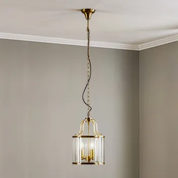 Orion Kulatý tvar lucerny - závěsné světlo Rieka 25 cm bronzová, čirá 3 x 40 - Doprava zdarma