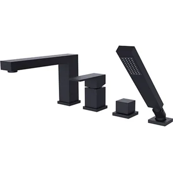 Vodovodní baterie 4 - otvorová vanová baterie MODERN/VARIUM černá s příslušenstvím (10052) HOPA