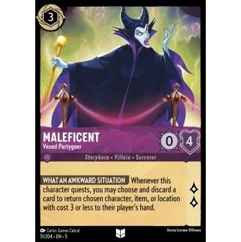 Sběratelská karetní hra Lorcana SSK 051/204 Maleficent - Vexed Partygoer - Shimmering Skies Stav: Near Mint, Verze: HOLO