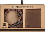 Dárkový set opasek a peněženka Hide & stitches Idaho - hnědý