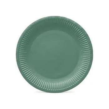 Jednorázové nádobí Papírový talíř (FSC Mix) Monocolor dark green O23cm [8 ks],rychlé dodání