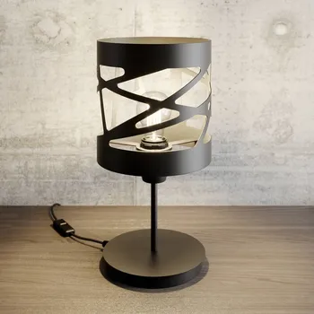 Lampička SIGMA Stolní lampa Modul Frez vzorovaný stínidlo Ø17,5cm černá - Výška stínidla na lampu 19 cm černý 1 x 60 W - Doprava zdarma