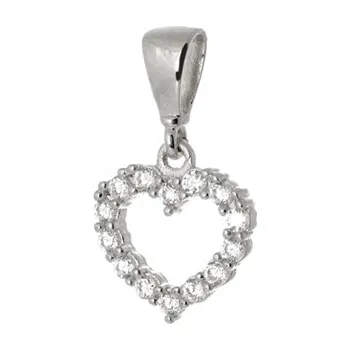 Přívěsek Přívěšek srdce z bílého zlata se zirkony ZZ1189F + dárek zdarma