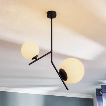 ALDEX Závěsné světlo Dione, dvouplamenné, černé - Koule – velké Ø 20 cm, malé Ø 14 cm černá, bílá matná 1 x 60 W E27 + 1 x 40 W E14 - Doprava zdarma