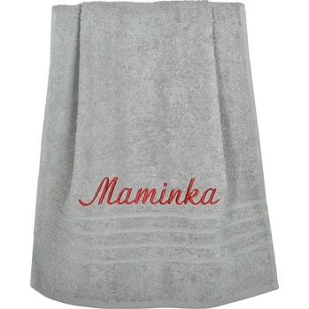 Ručník Dárkový ručník, Maminka bordový nápis, šedý