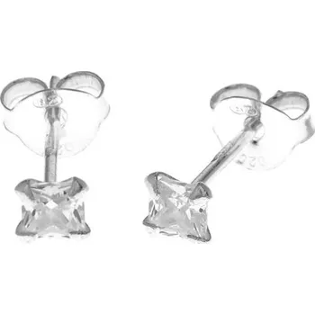 Náušnice Argento 65339 Stříbrné náušnice - čirý zirkon ve tvaru čtverce, velikost 3 mm