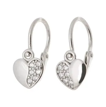 Náušnice Stříbrné dětské náušnice srdce STNAD065F