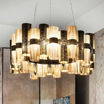 Slamp La Lollo L LED závěsné světlo, Ø80cm, zlatá - délka kabelu 140 cm, baldachýn - Ø 25,5 cm, výška 5 cm zlatá, transparentní LED 80 W celkem - Doprava zdarma