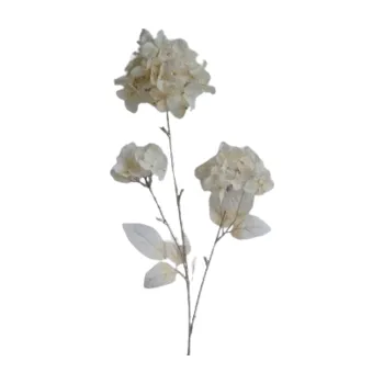 umělá květina Umělá květina Hortenzie s glitrem krémová, 85 cm, bílá