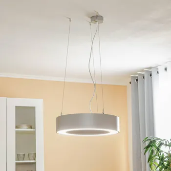 Lampička BRUMBERG Biro Circle UpDown DALI stříbrná 830 45cm - Stříška - výška 4 cm, Ø 4,6 cm; minimální zavěšení 44 cm stříbrná strukturovaná 1 x 12,5 W LED nahoru + 1 x 12,5 W LED dolů - Doprava zdarma