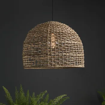 PR Home závěsné světlo Cebu, Ø 46 cm, stínidlo na lampu Lampakanay, IP20 světlé dřevo, černá 1 x 40 W - Doprava zdarma