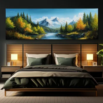 Obraz Obraz na plátně - Na soutoku v lesích pod horami FeelHappy.cz Velikost obrazu: 60 x 20 cm